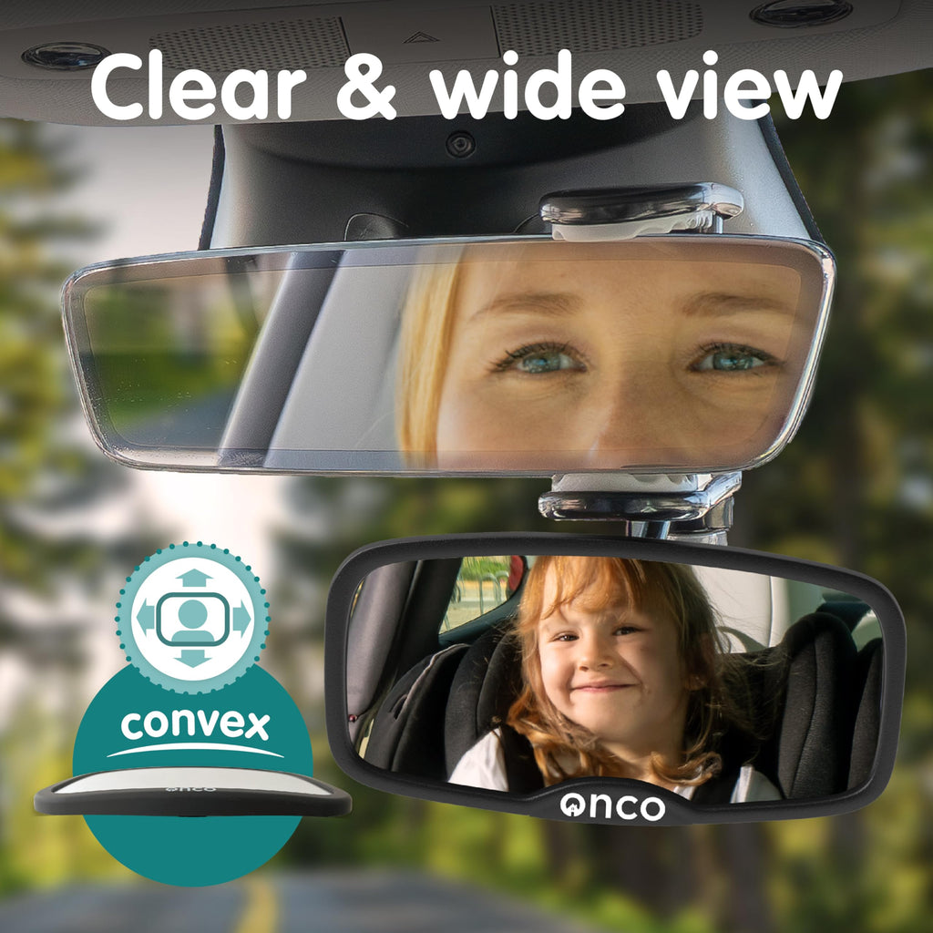 Onco Baby Car Mirror - Award-Winning, Shatterproof & Shakeproof [Black]
