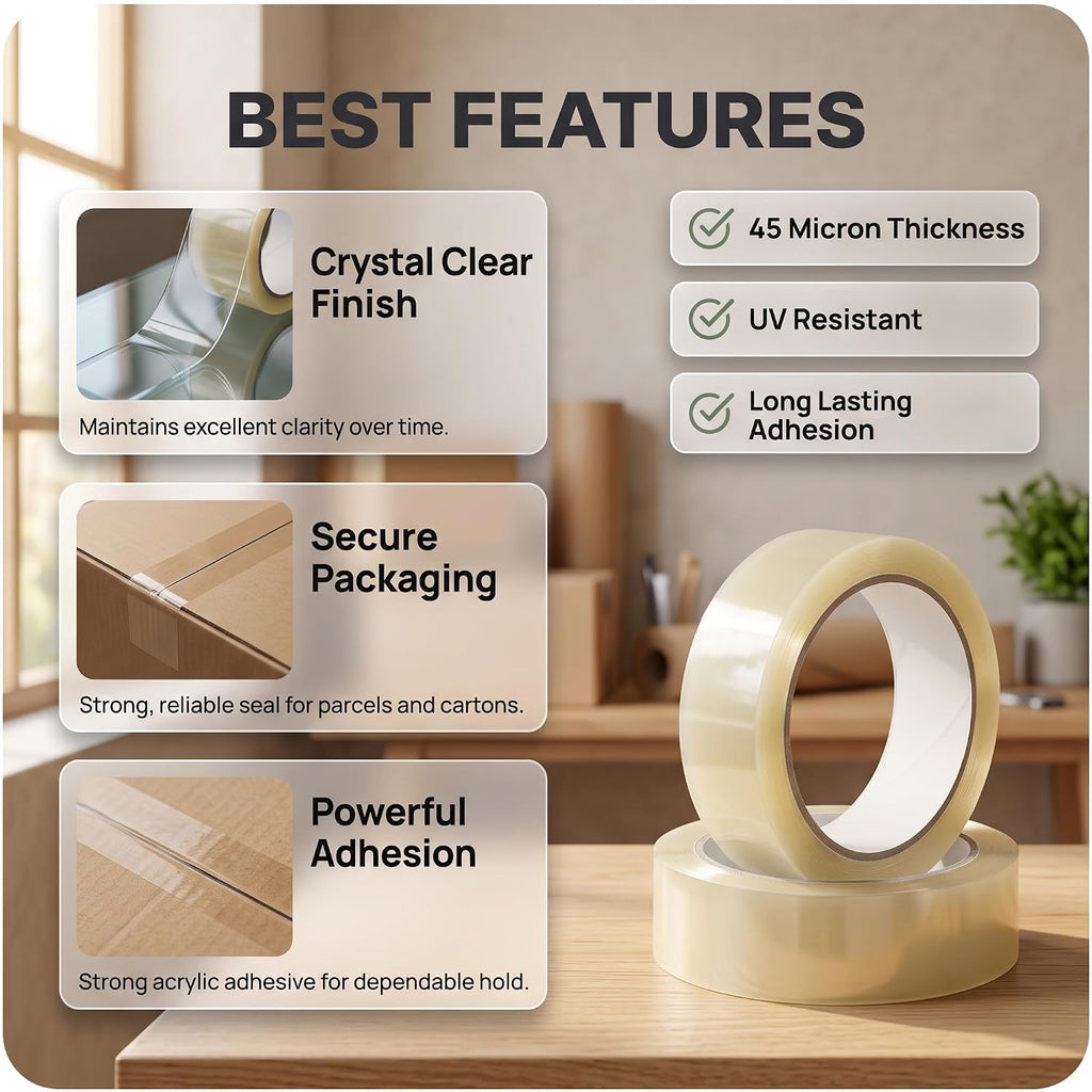 Clear Cellotape, 6 Rolls, 24mm x 40m, 45 Micron