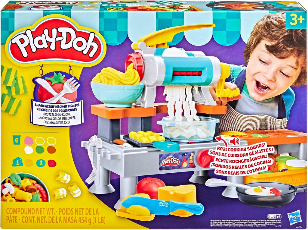 Play-Doh Super Sizzlin' Kitchen Playset, Realistic Cooking Toy Sounds, 25+ Play Foods to Create, Kids Arts & Crafts 3+