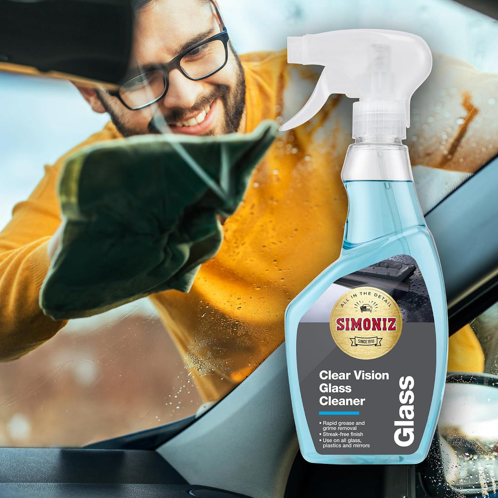 Simoniz Clear Vision Car Glass Cleaner Spray, Streak-Free Windscreen and Window Cleaning Solution, Rapid Action Formula for Improved Visibility, 500ml