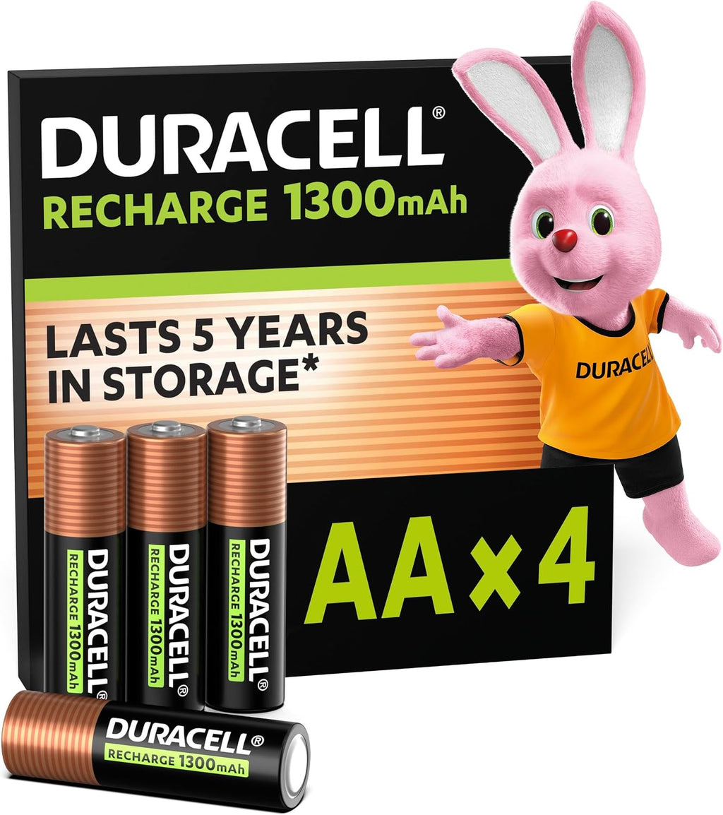 DURACELL AA Rechargeable Batteries (4 Pack) 1.2V, 1300 mAh NiMH