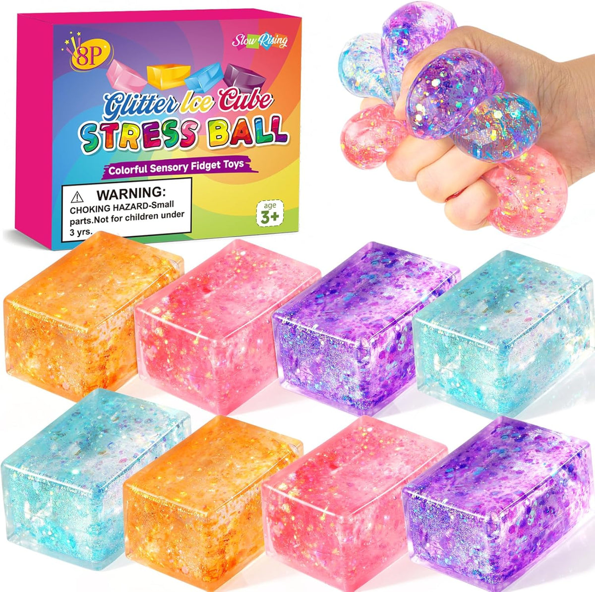 8 Pack Stress Cube ,Slow Rising Stress Balls for Adults