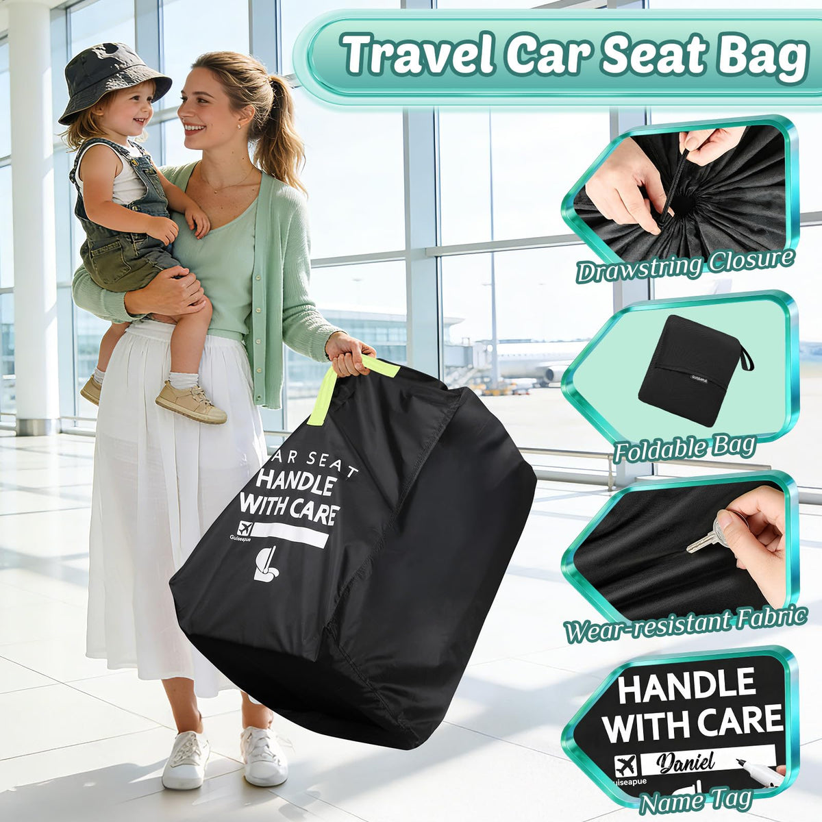 Pram Bag for Airplane, Baby Travel Essentials, Stroller Bag 119H*61W*38D cm