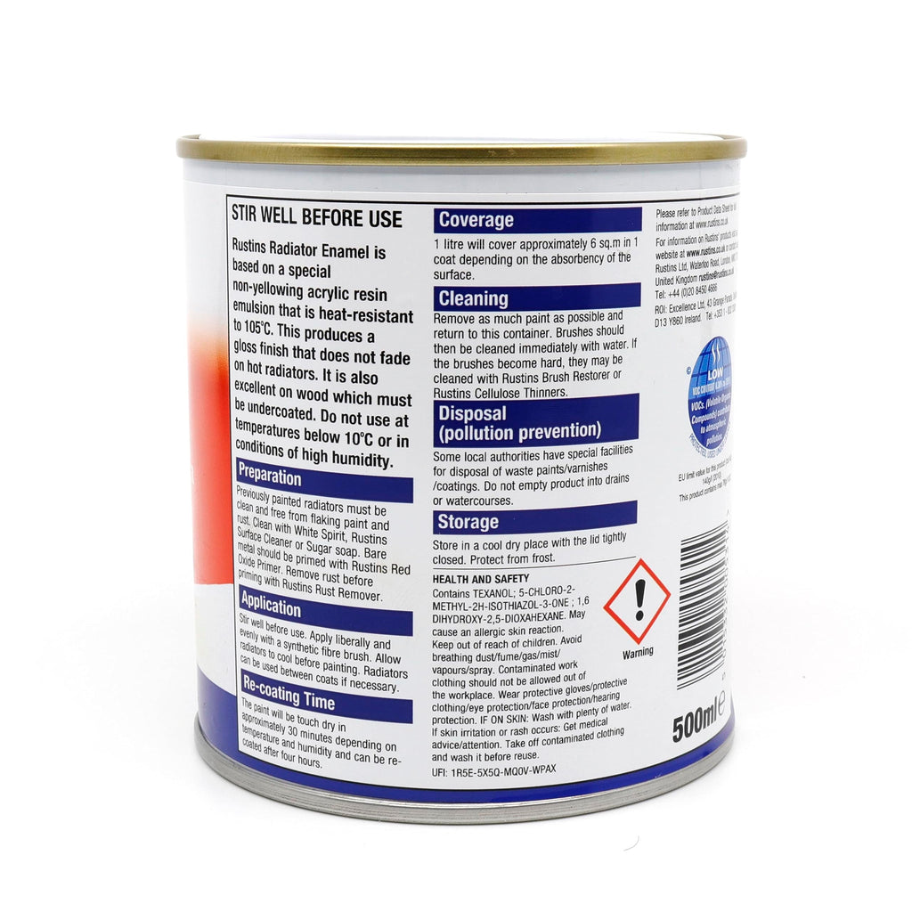 RUSTINS Quick Drying Radiator Enamel Satin - Black 250ml – Durable, Long-Lasting Finish for Radiators That Stands the Test of Time