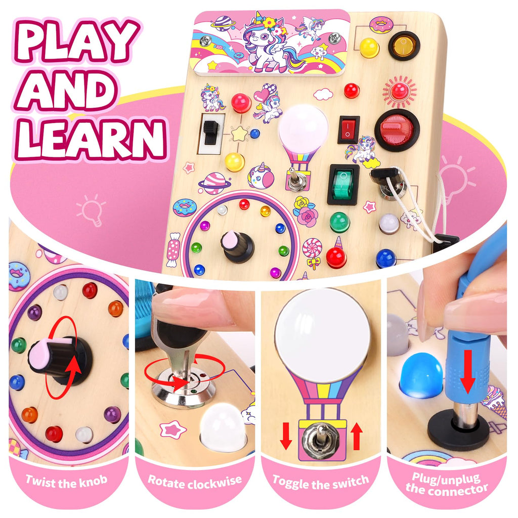 Grarain Busy Board for Toddlers - Montessori Educational Toy for 1-3 Year Old Boys & Girls | Travel-Friendly Sensory Learning Activity | Ideal for Kids with Autism(Busy Board v2)
