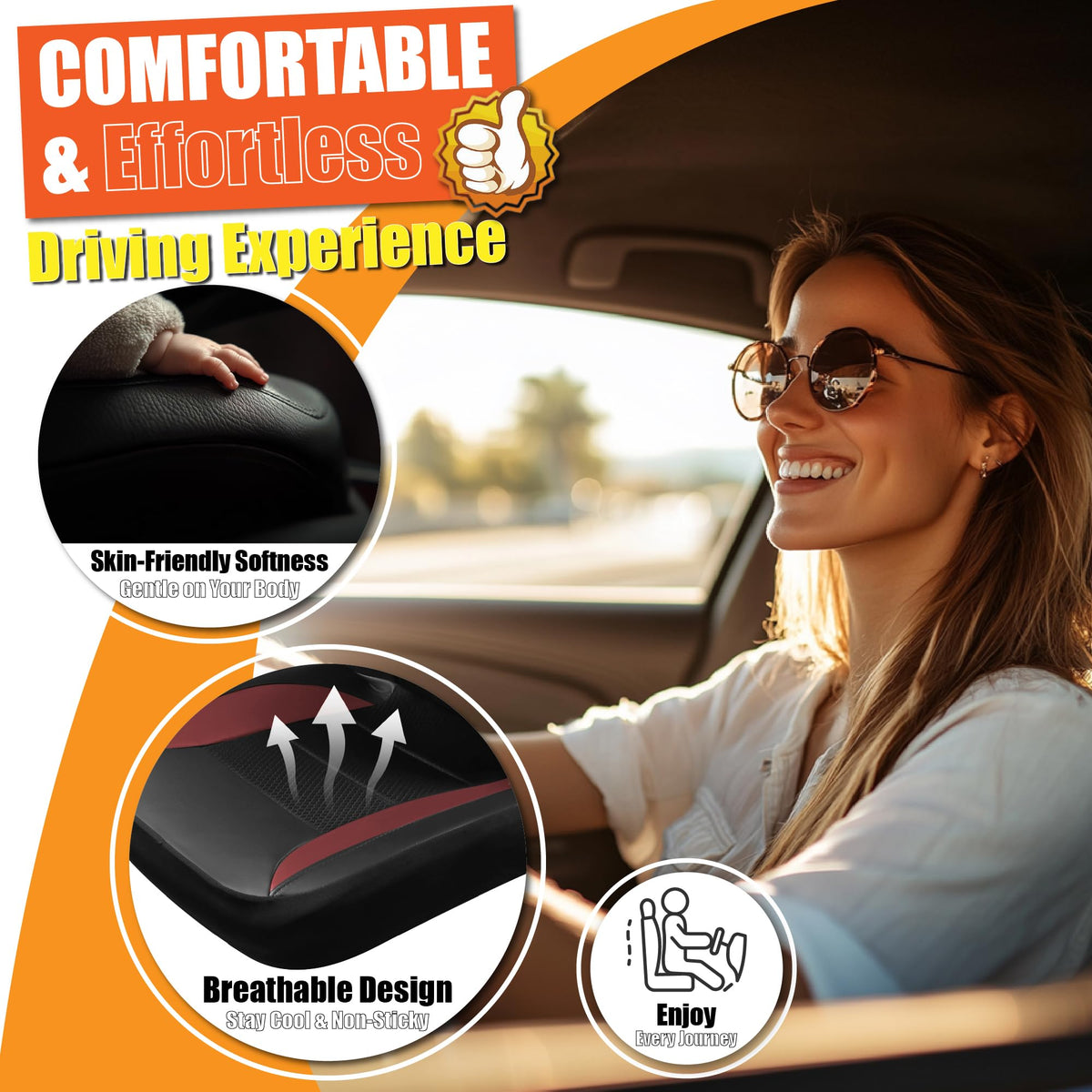 kingphenix 2 Pack Front Leather Car Seat Covers with Memory Foam