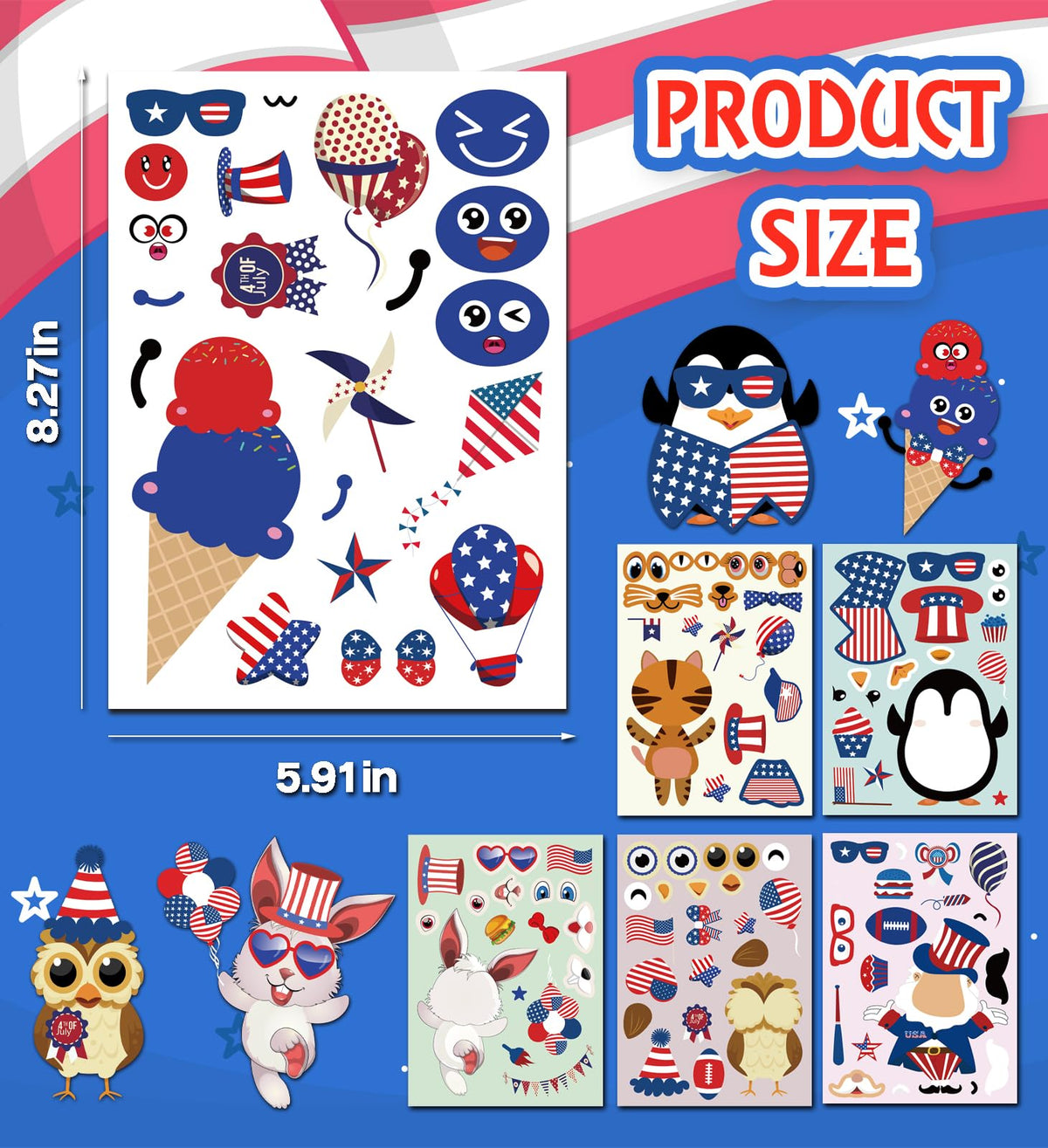 HSHFAMIIY 24 PCS Animal Face Stickers – DIY Decorative Animal Character Stickers for Crafts, Scrapbooking, Party Decorations, Gift Wrapping & Holiday Projects