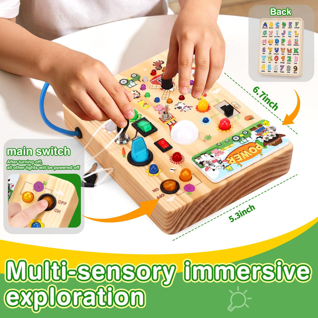 Grarain Busy Board for Toddlers - Montessori Educational Toy for 1-3 Year Old Boys & Girls | Travel-Friendly Sensory Learning Activity | Ideal for Kids with Autism(Busy Board v2)