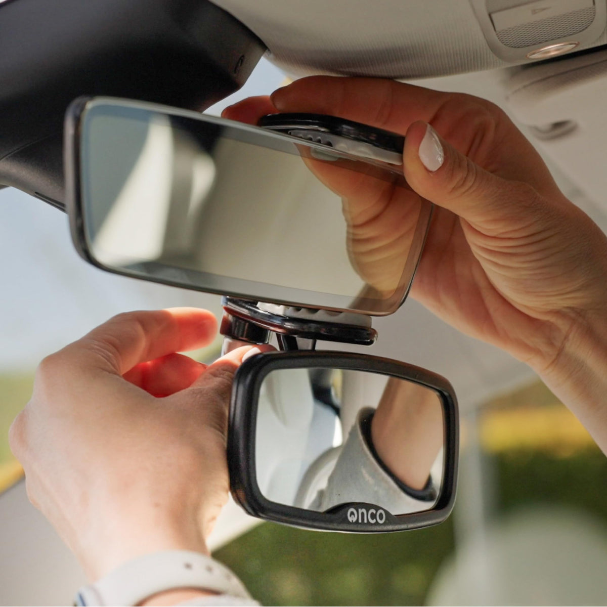 Onco Baby Car Mirror - Award-Winning, Shatterproof & Shakeproof [Black]
