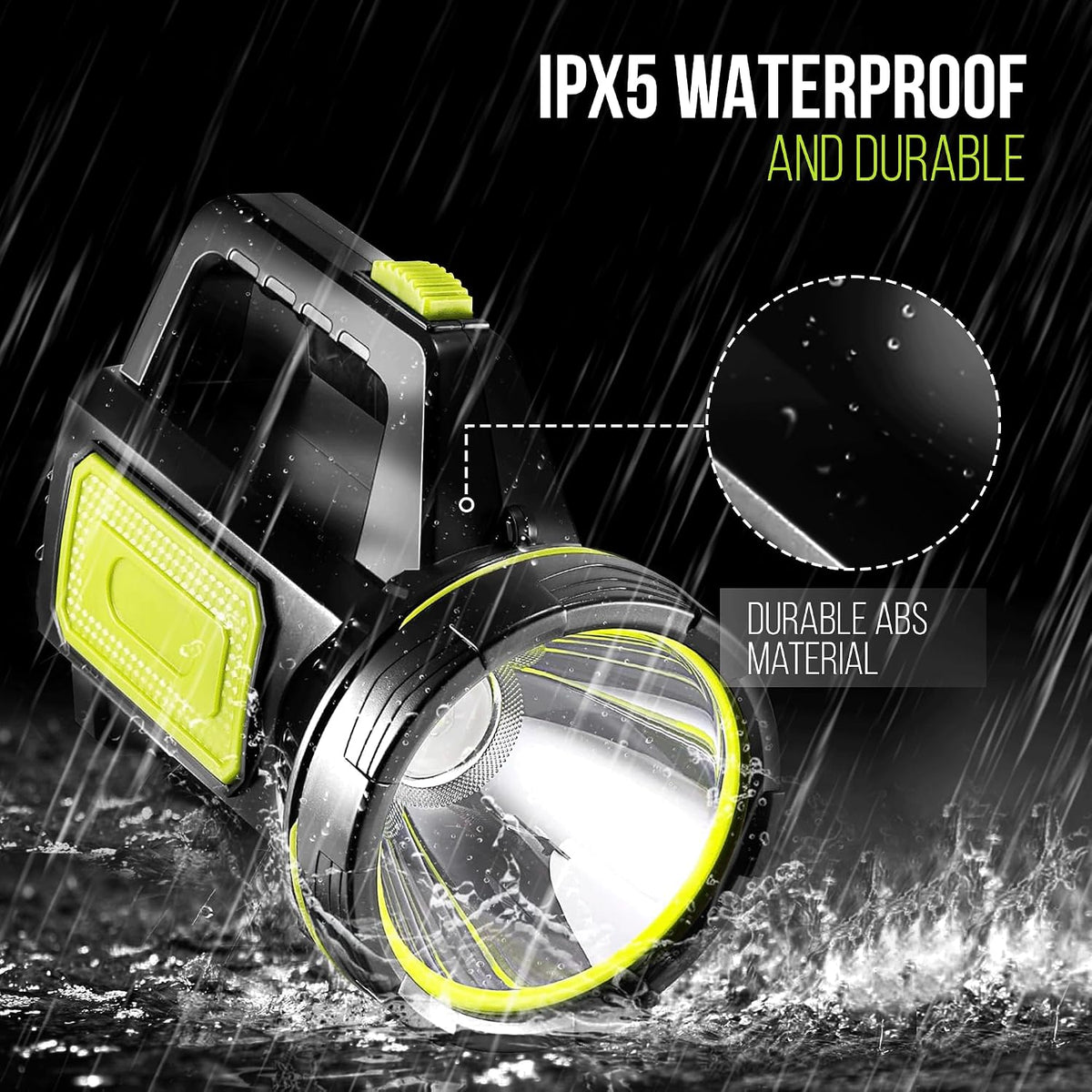 Ultra-Bright LED Rechargeable Torch – 1000LM Handheld Flashlight 1200mAh, 2 Modes, Compact & Waterproof (IPX5) – Perfect for Camping, Outdoor Activities & Emergency Use