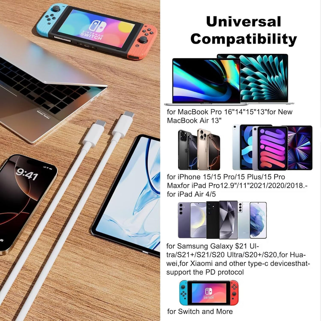 USB C to USB C Charger Cable,2Pack i Phone Type C Charging Lead 2M Long Fast Charging Wire USBC Charger Cables Compatible with iPhone 17 Pro Max/17 Air/16/16 e/16 Pro/15 Plus, iPad Pro/Air/Mini,Mac