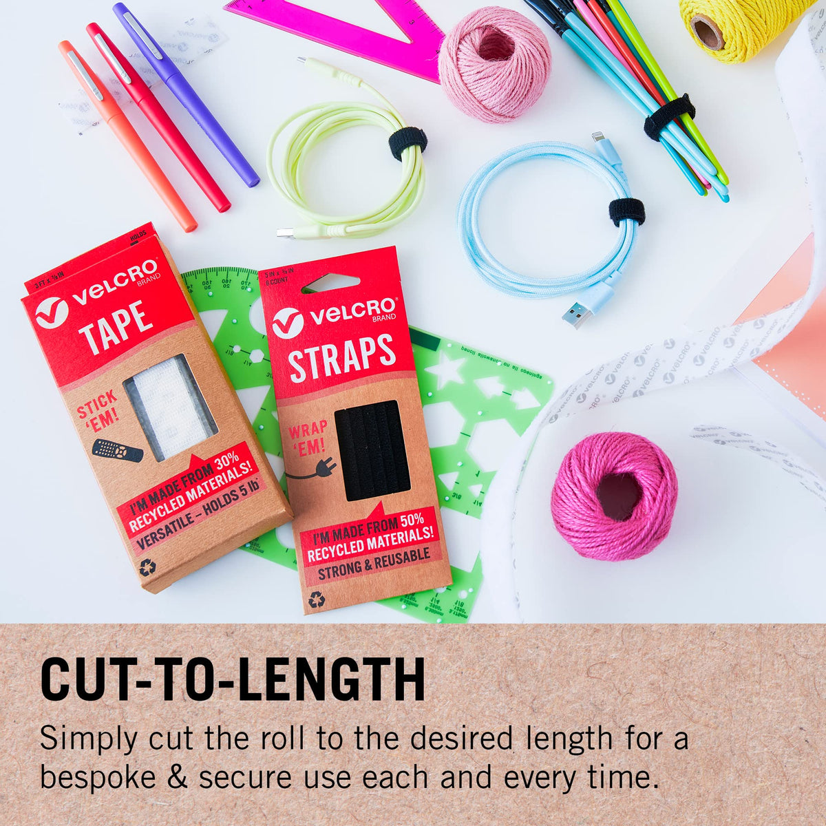 VELCRO Brand Stick On Tape Cut-to-Length Strong Hook & Loop Self Adhesive Sticky Tape Perfect for Room Décor & Home, Office, Garage Use White 20mm x 5m