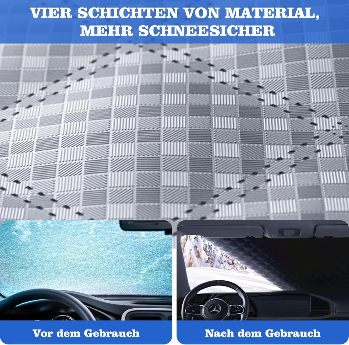 Maxee Car Windscreen Cover with 8 Magnetic, Enlarged Winter Snowproof Windshield Cover with Side Mirror Cover, Frost Guard for SUV Trucks Large Vehicles