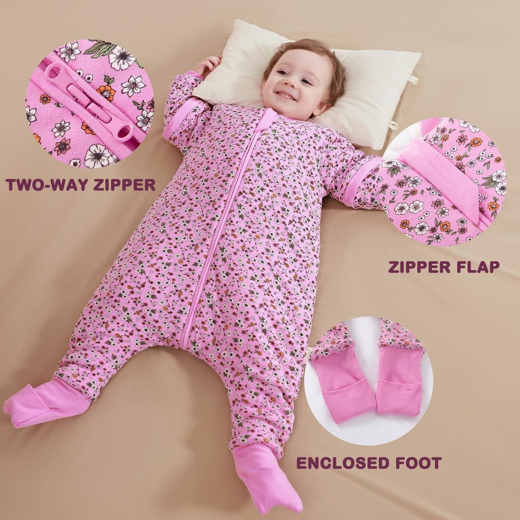 Mosebears Baby Sleeping Bag, 2.5 TOG Baby Sleep Sack with Legs,Winter Sleeping Bag with Removable Sleeves