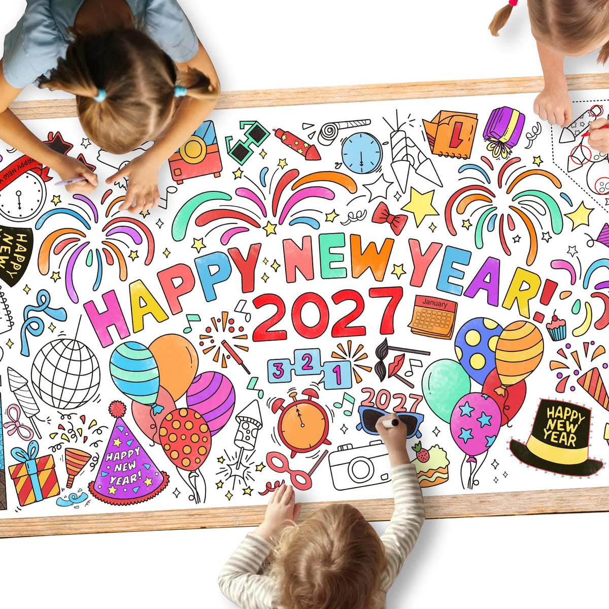 Gatherfun Ramadan Activity Poster & Home Decor - 31.5 x 72 Coloring Banner/Table Cover for Eid Mubarak Decoration, for School Parties & Ramadan Decoration
