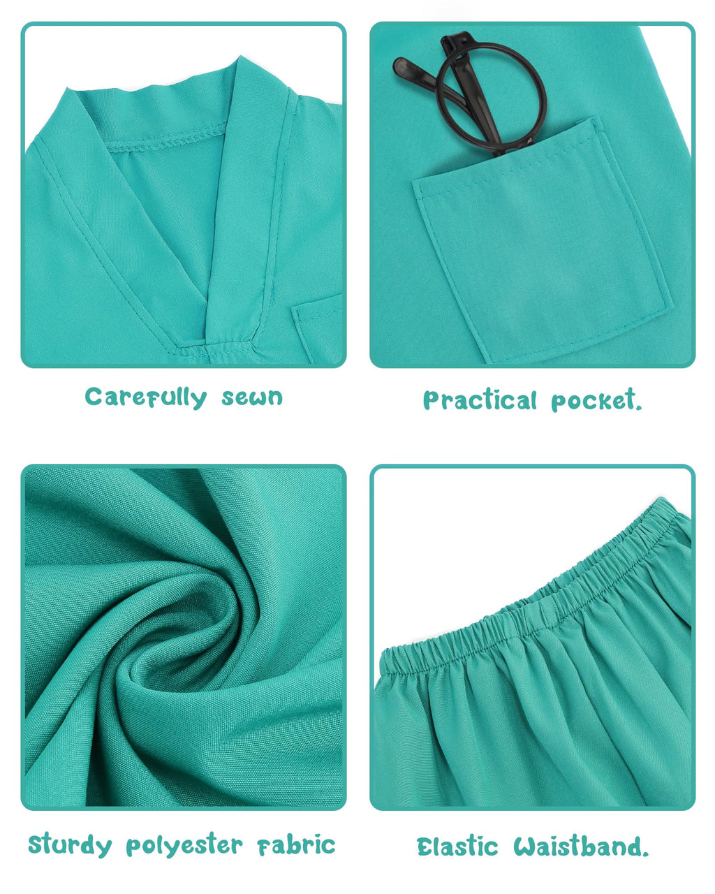 ICECUTE Doctor Scrubs for Kids,7 Pcs Scrubs Costume with Accessories 3-11Y