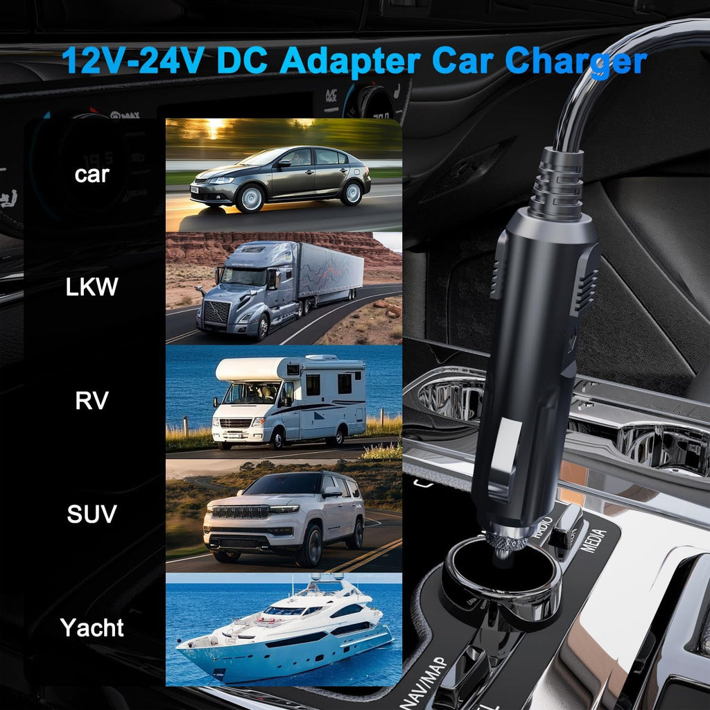 12V/24V 100W Car Laptop Charger USB C Compatible with MacBook Lenovo Dell