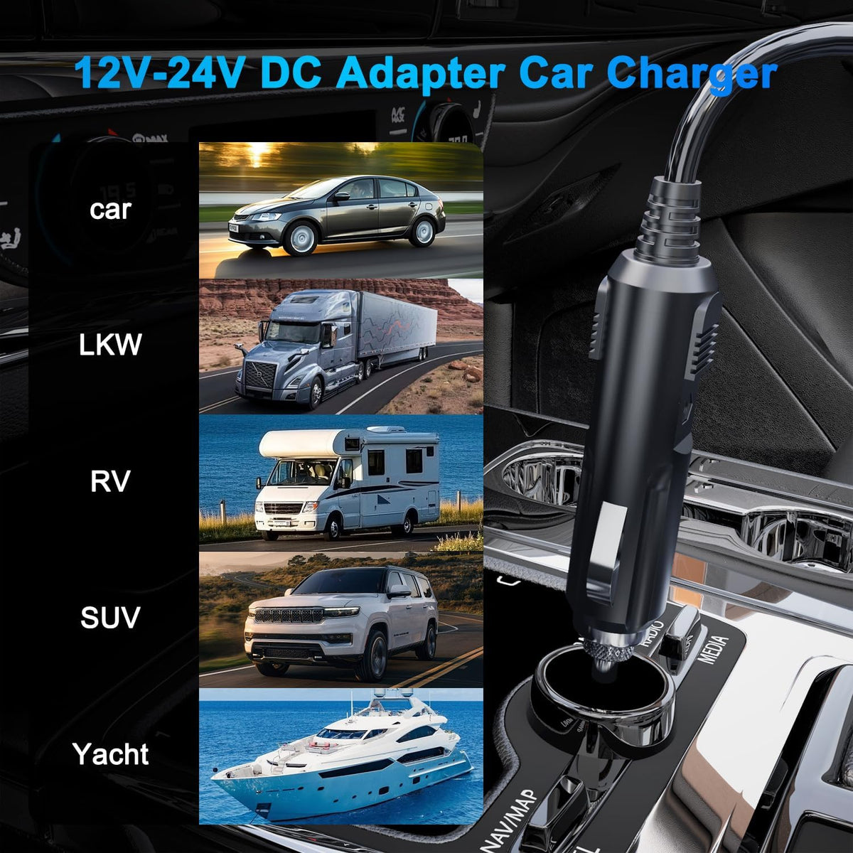 12V/24V 100W Car Laptop Charger USB C Compatible with MacBook Lenovo Dell