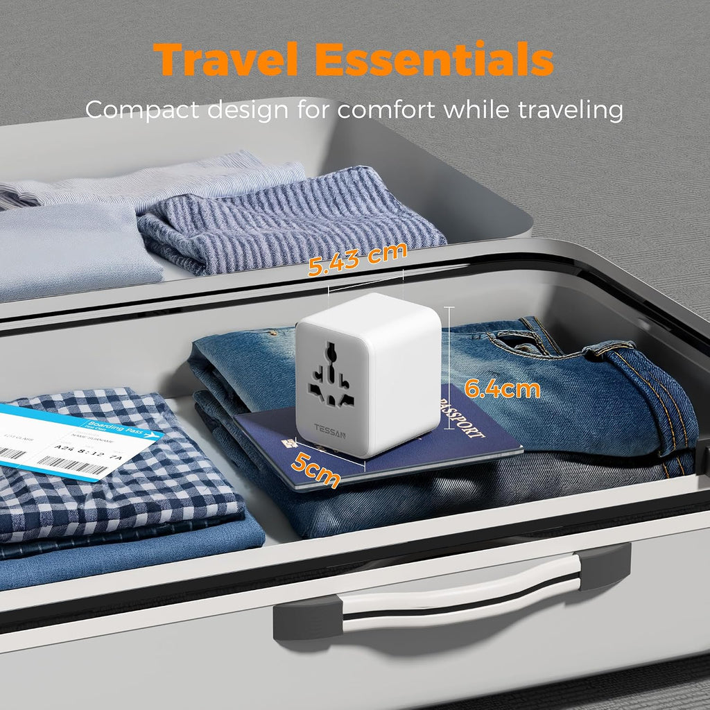 TESSAN Universal Travel Adapter Worldwide with 2 USB C and 2 USB A Ports