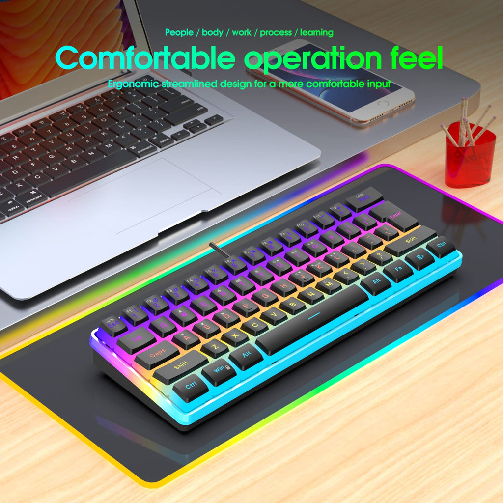 Snpurdiri 2.4G 60% Wireless Gaming Keyboard and Mouse Combo (White-Grey)