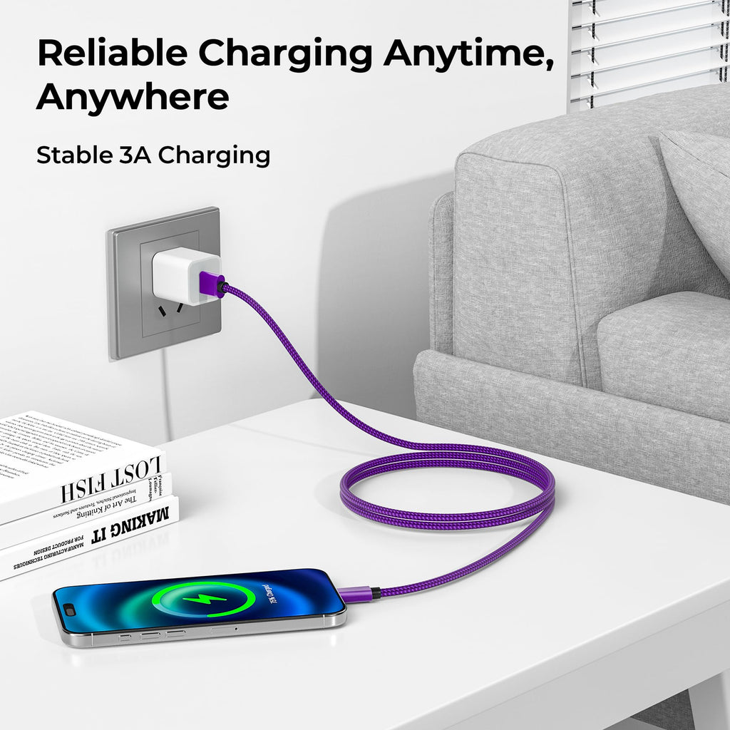 BASESAILOR USB A to USB C Charger Cable 3Pack 0.5/1/2M Black