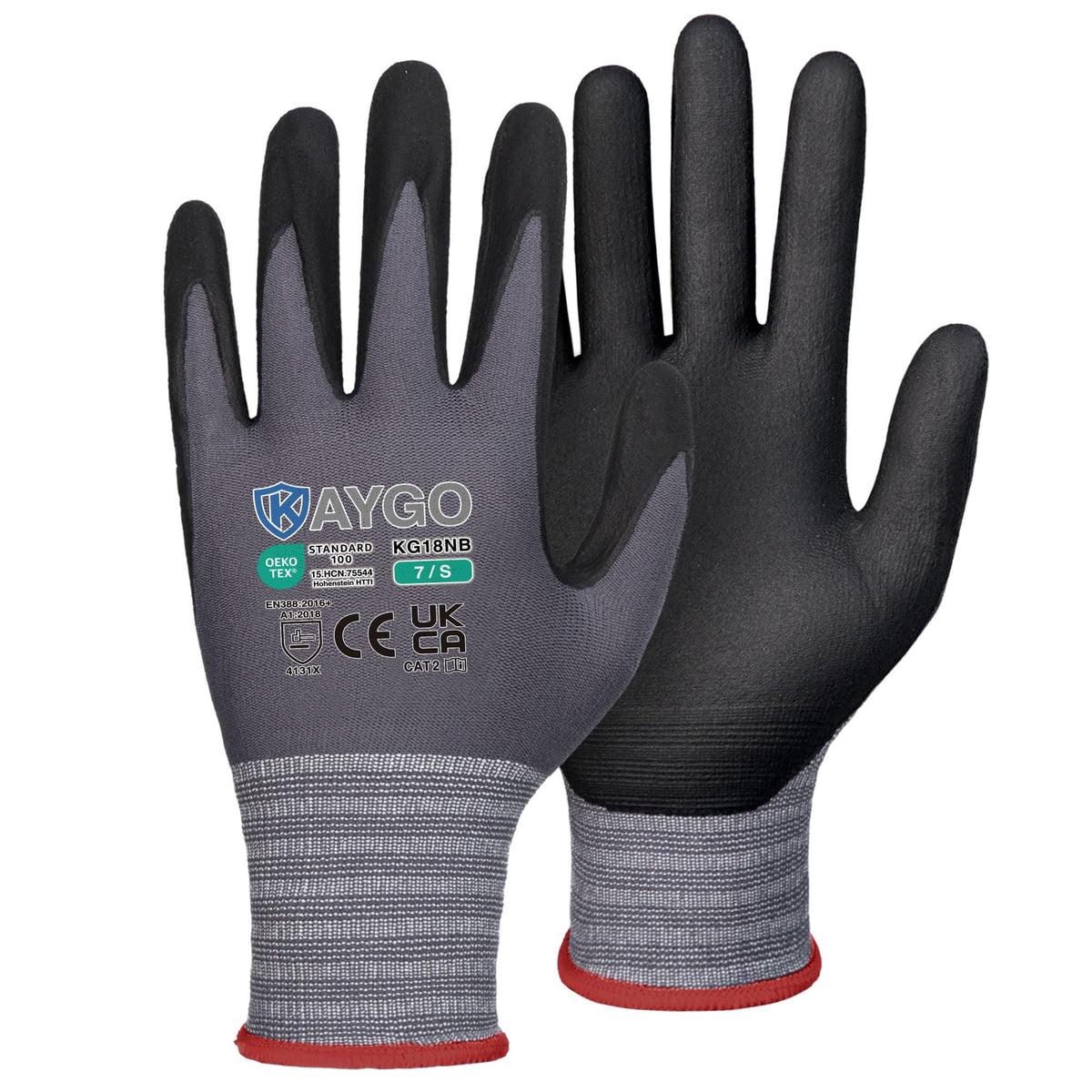 KAYGO Safety Work Gloves MicroFoam Nitrile Coated 12 Pairs, KG18NH
