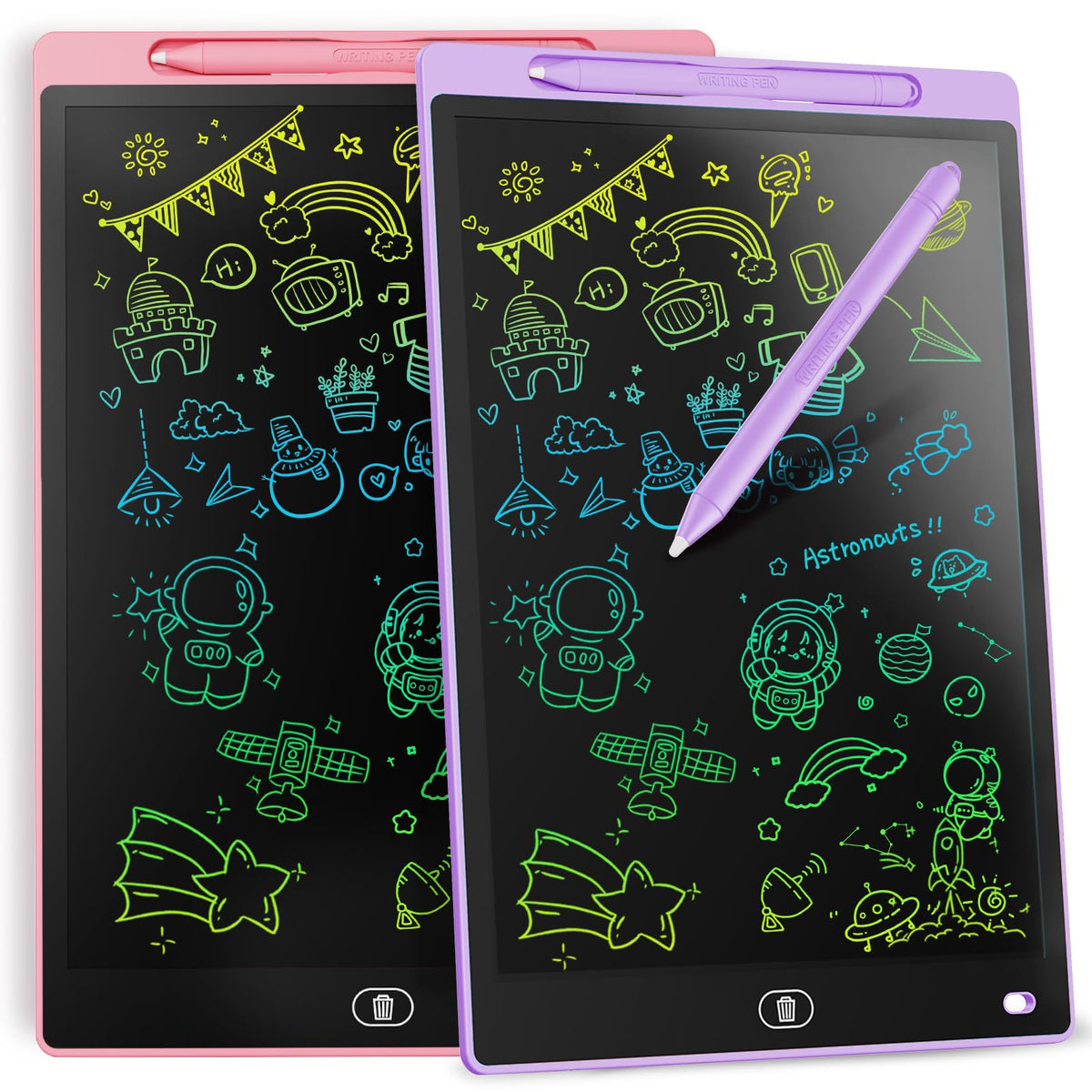 [2 Pack] Genialba LCD Writing Tablet 8.5-Inch Colorful Doodle Board, Toddler Learning Educational Toys Gifts for 3-8 Years Old Girls and Boys, Electronic Drawing Pad for Kids (Pink&Blue)