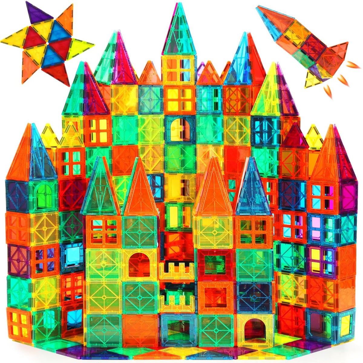 FNJO Mini Magnetic Tiles, 60PCS STEM Building Blocks Toy for Kids