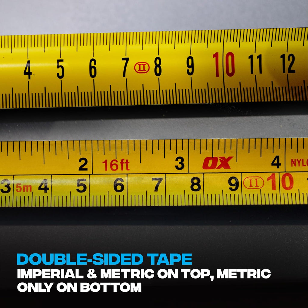 OX Pro Dual Auto Lock Tape Measure 5m, Magnetic Hook, Metric & Imperial