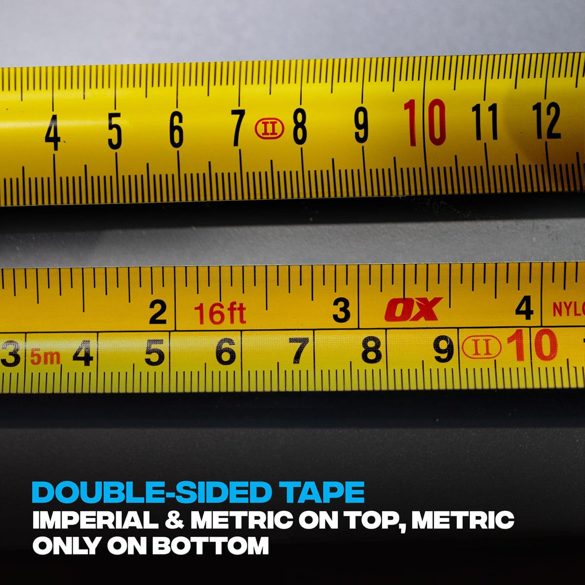 OX Pro Dual Auto Lock Tape Measure 5m, Magnetic Hook, Metric & Imperial