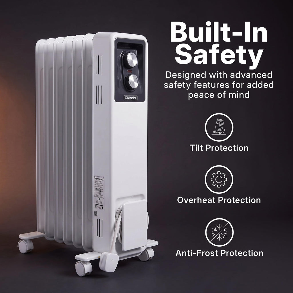 Dimplex ECR20TIE Oil Free Portable Radiator, 2kW Electric Heater, Timer