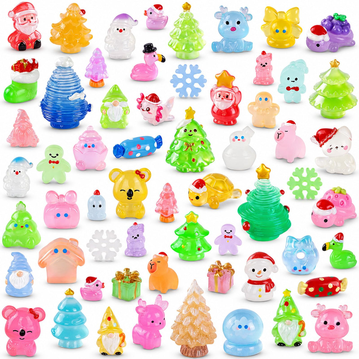 DIYDEC 24pcs Luminous Christmas Mini Resin Tree Figures Toys