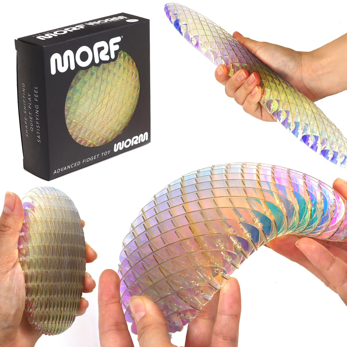 Morf Worm 3D Sensory Fidget Toys for Kids, Teens & Adults, Rainbow, Small