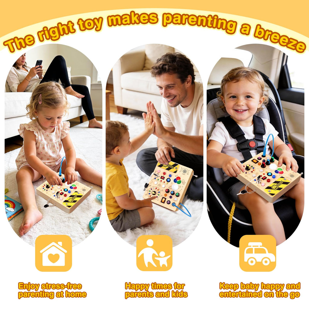 Grarain Busy Board for Toddlers - Montessori Educational Toy for 1-3 Year Old Boys & Girls | Travel-Friendly Sensory Learning Activity | Ideal for Kids with Autism(Busy Board v2)
