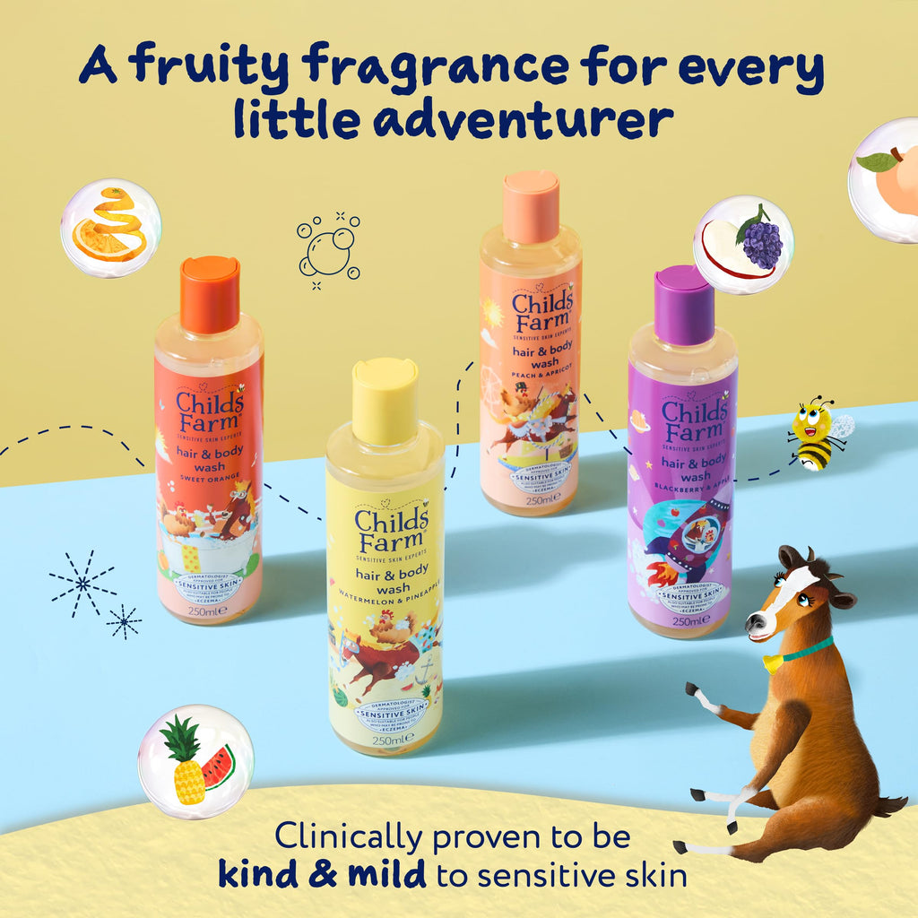 Childs Farm Kids Hair & Body Wash, Sweet Orange | Tear-free, Gently Cleanses | Suitable for Dry, Sensitive Skin, 500ml