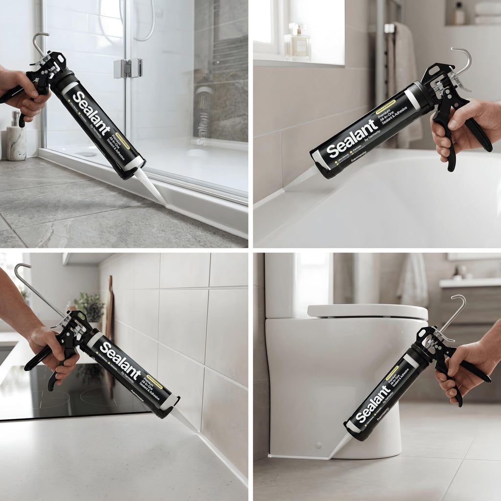 Hemway Kitchen & Bathroom Jet Black Sealant & Adhesive 300ml 1 Pack