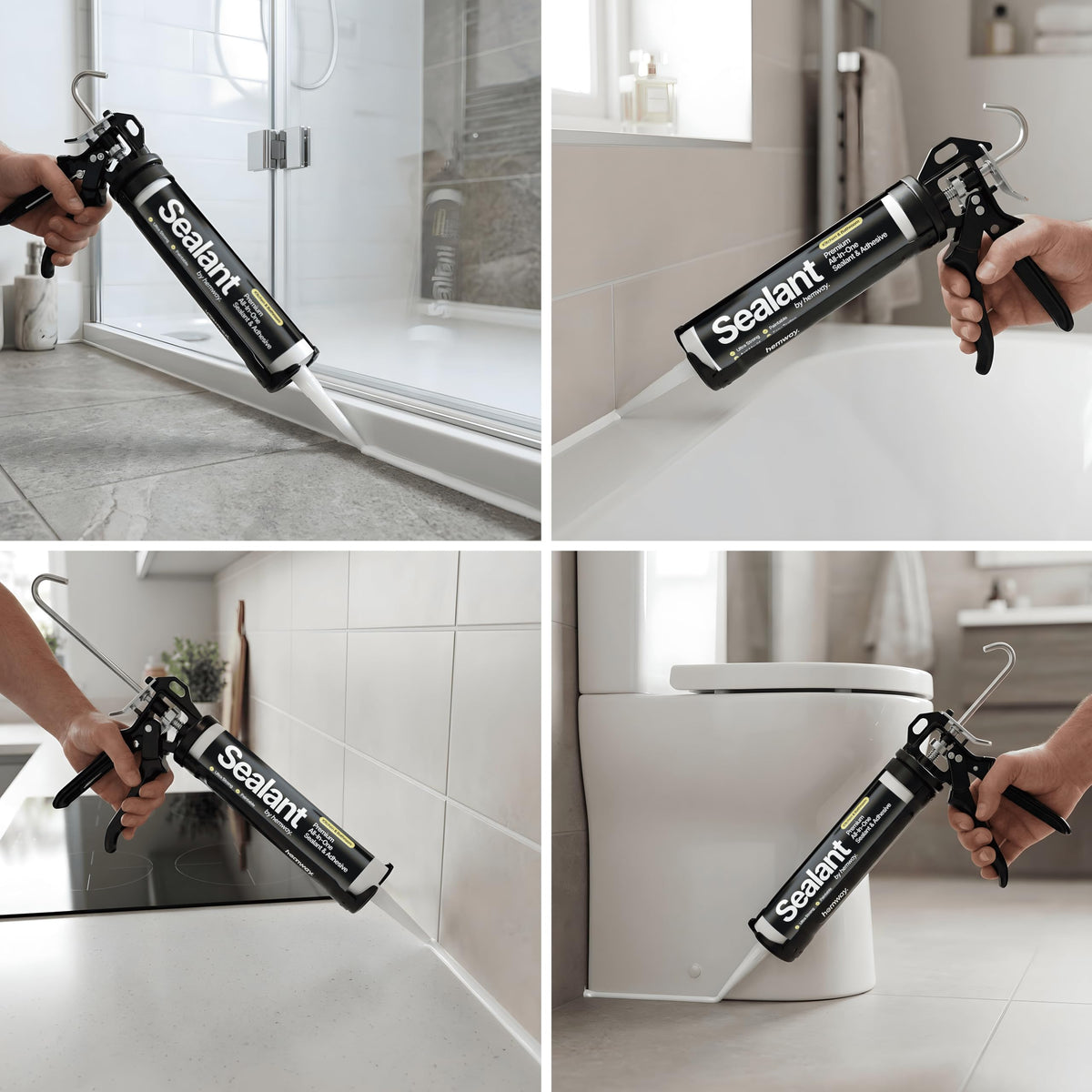 Hemway Kitchen & Bathroom Jet Black Sealant & Adhesive 300ml 1 Pack