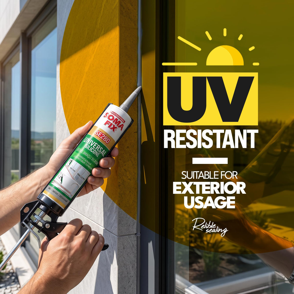 Brown Silicone Sealant, Waterproof & Flexible Sealant and Adhesive - 280ml