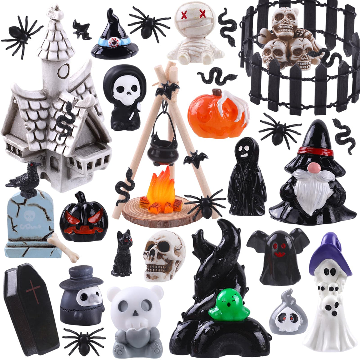 DIYDEC 24pcs Luminous Christmas Mini Resin Tree Figures Toys