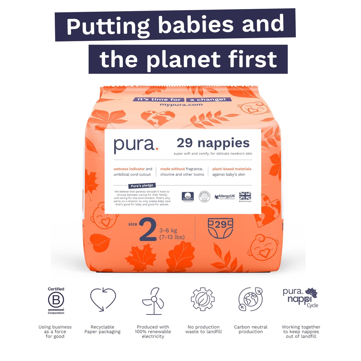 Pura Nappy Size 5 (11–16kg) 132 Count Sensitive Skin