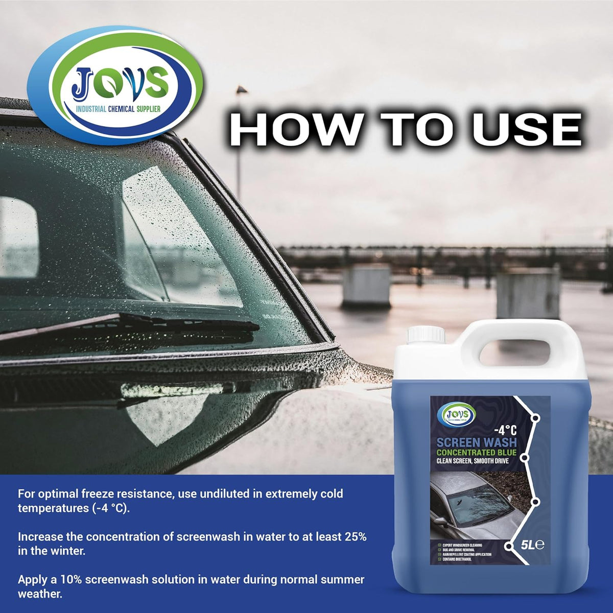 Screenwash 2x 5 Litre - Screen Wash for Cars, Windscreen - Concentrate & Effective to -4°C - Car Screen Washer Fluid & Windscreen Cleaner.