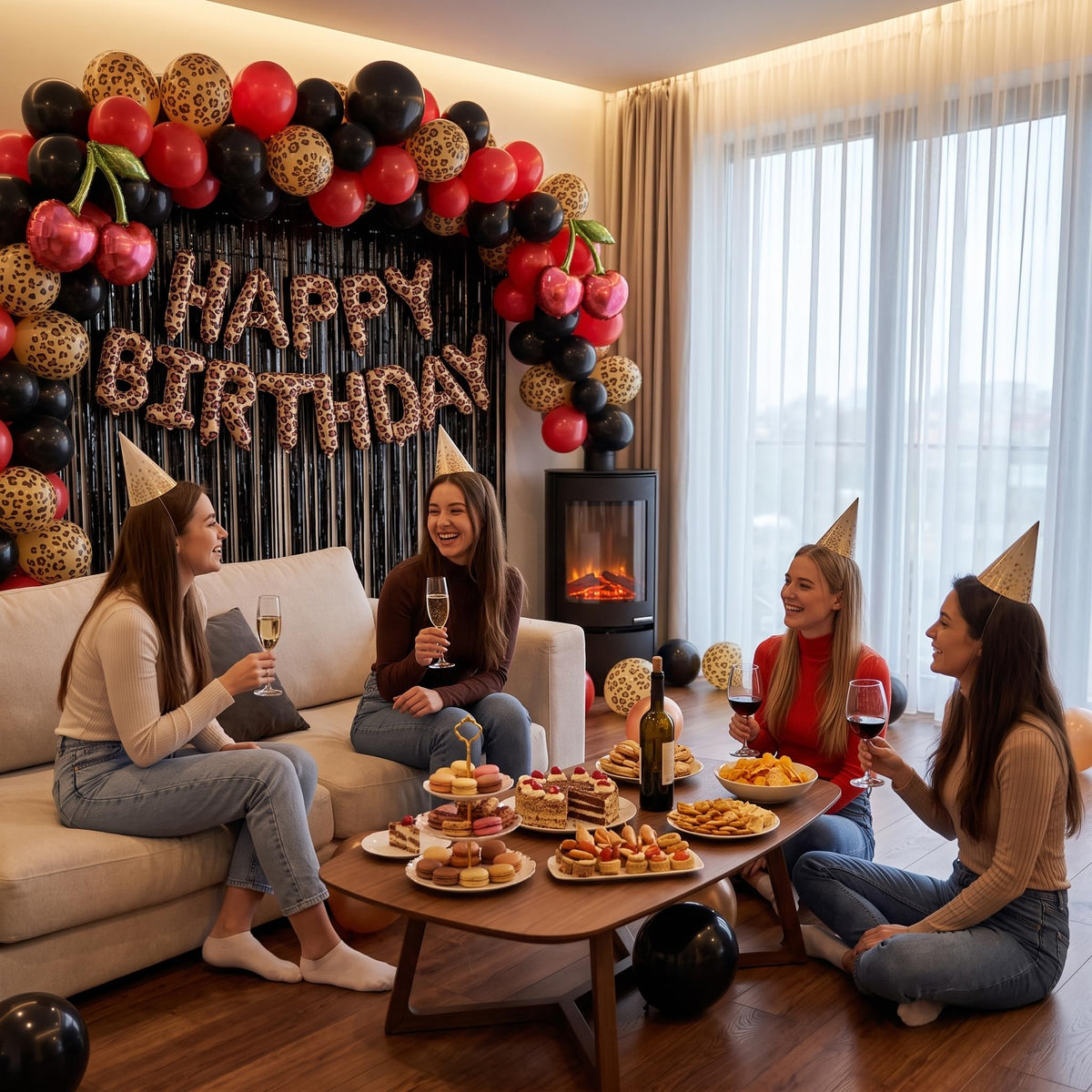 TONIFUL 16 Inch Black Happy Birthday Balloons Banner Decorations for Men