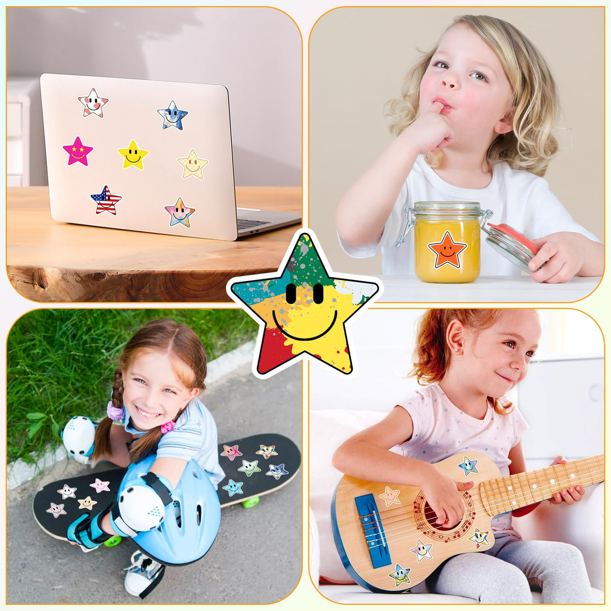 100PCS Smile Neon Stickers