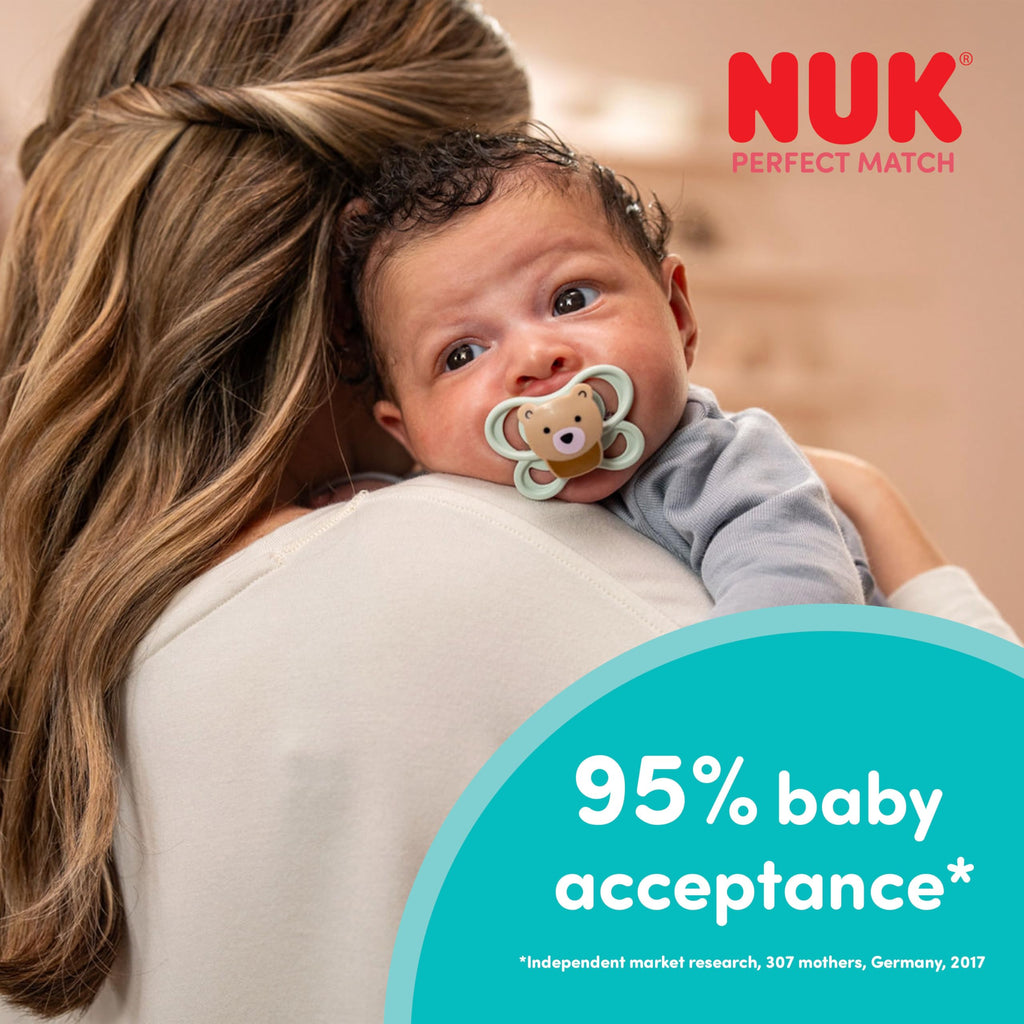 NUK Space Day & Night Baby Dummy | 6-18 Months | Glow-in-the-Dark Soothers with Extra Ventilation for Sensitive Skin | BPA-Free Silicone | Zebra & Lion | 4 Count