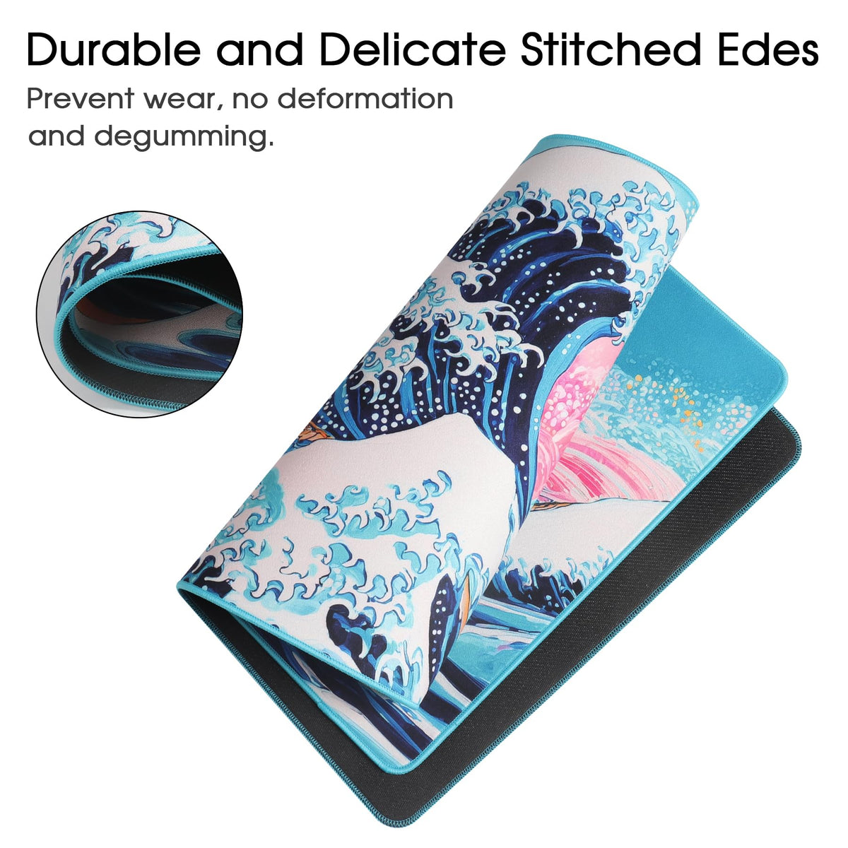 Gaming Mouse Mat Desk Office Mouse Pad Large Size 800x300x3mm Comfortable Mousepad with Smooth Cloth Surface, Improved Precision and Speed (80x30 Black)