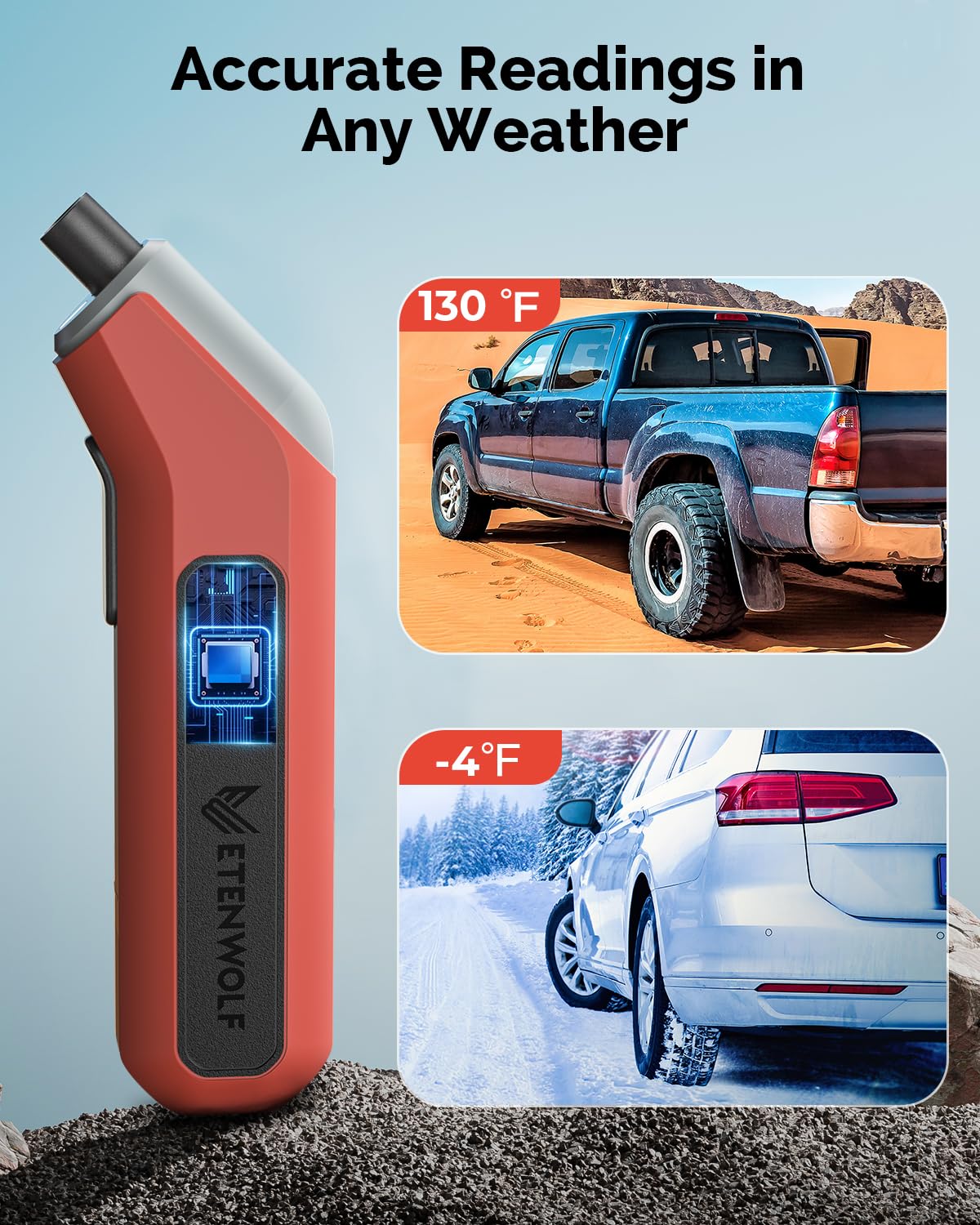 ETENWOLF T300 Plus Digital Tyre Pressure Gauge 200 PSI-Digital Tyre Gauge
