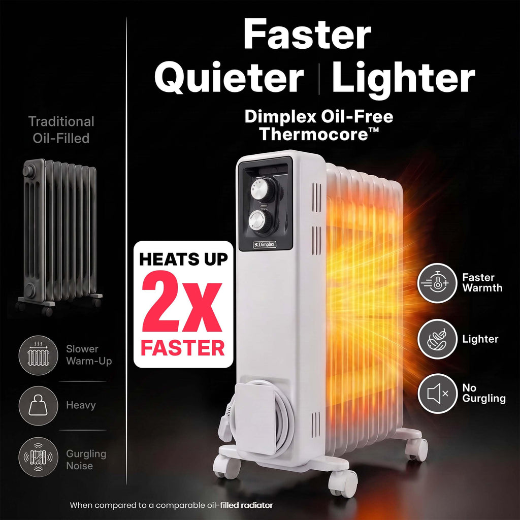 Dimplex ECR20TIE Oil Free Portable Radiator, 2kW Electric Heater, Timer