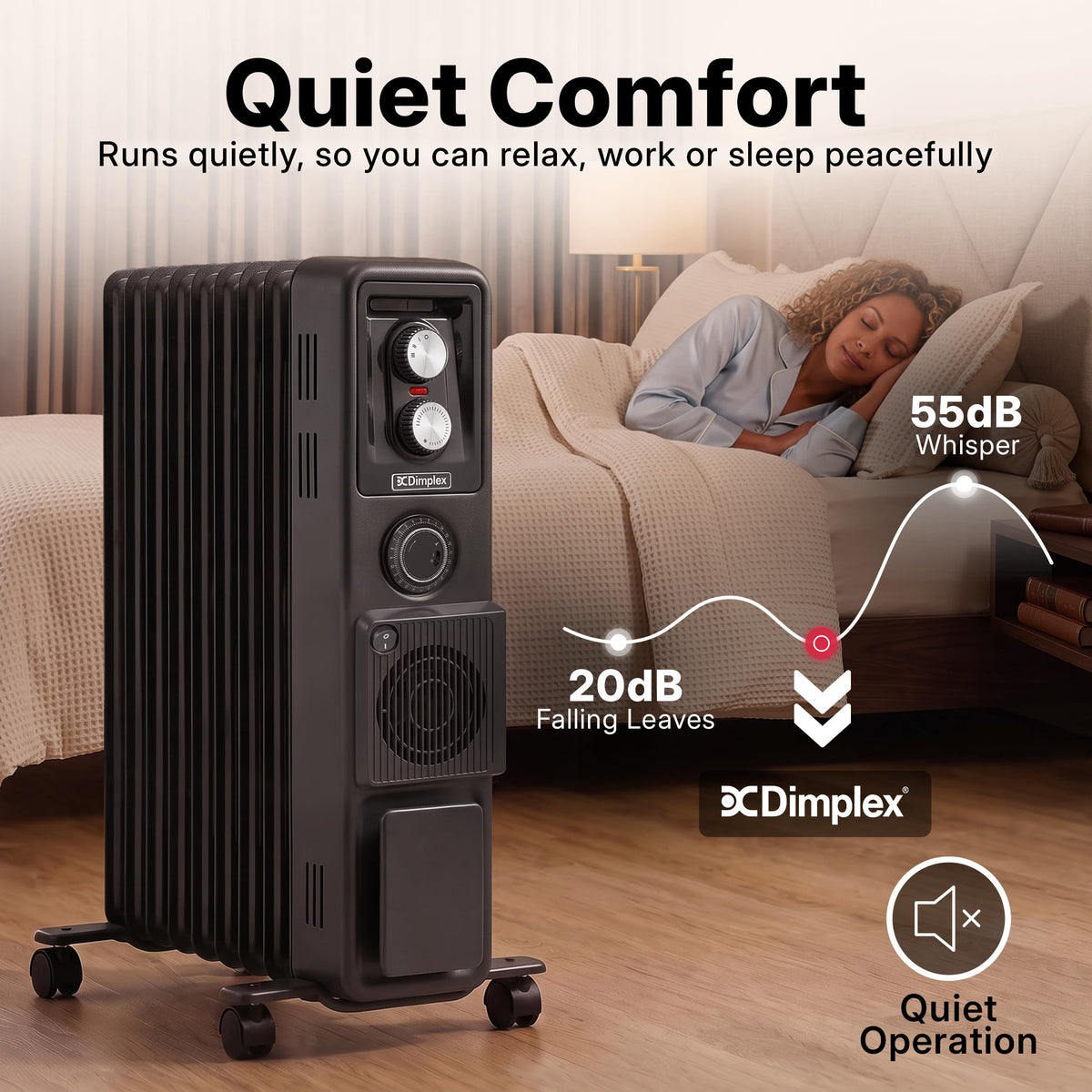 Dimplex ECR20TIE Oil Free Portable Radiator, 2kW Electric Heater, Timer