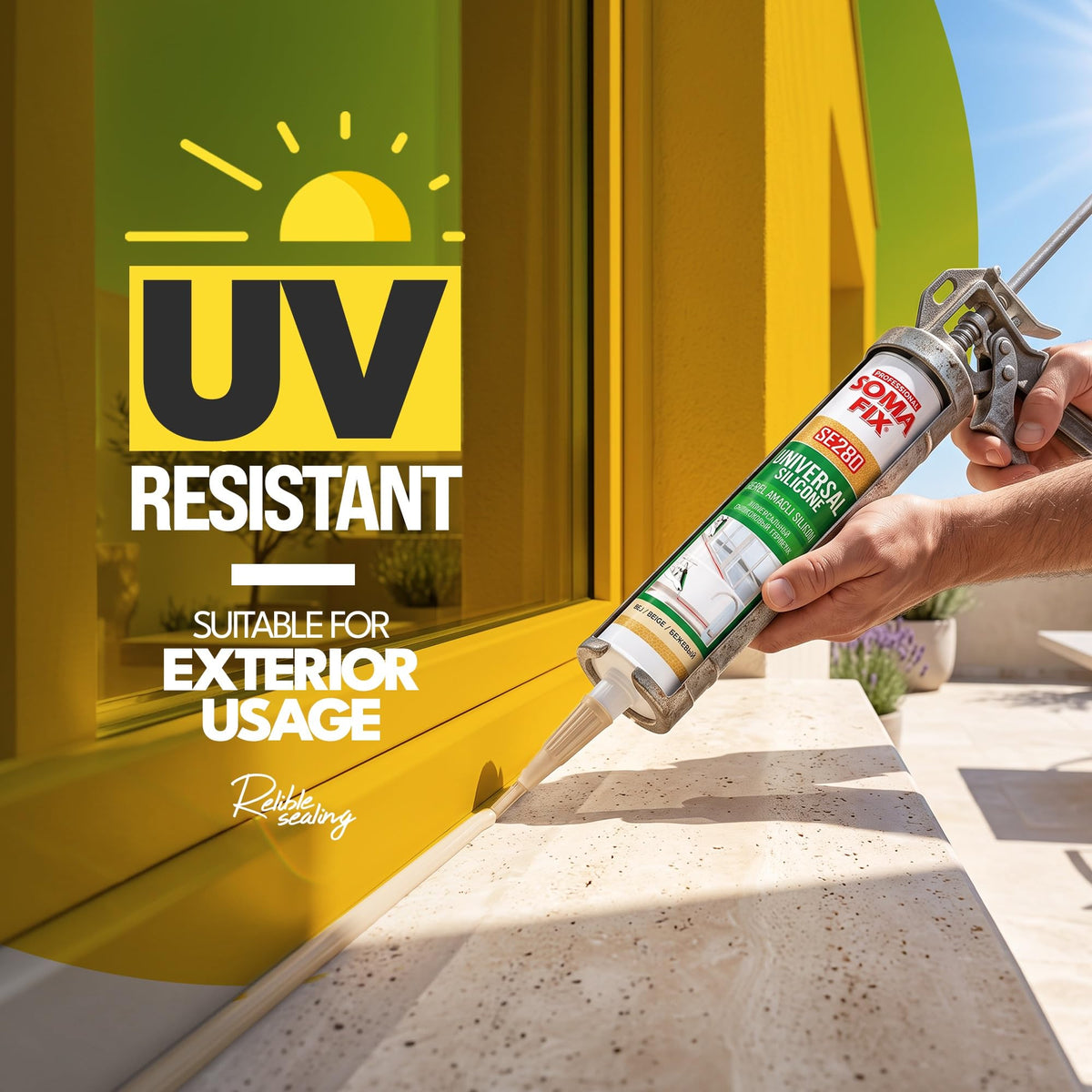 Brown Silicone Sealant, Waterproof & Flexible Sealant and Adhesive - 280ml