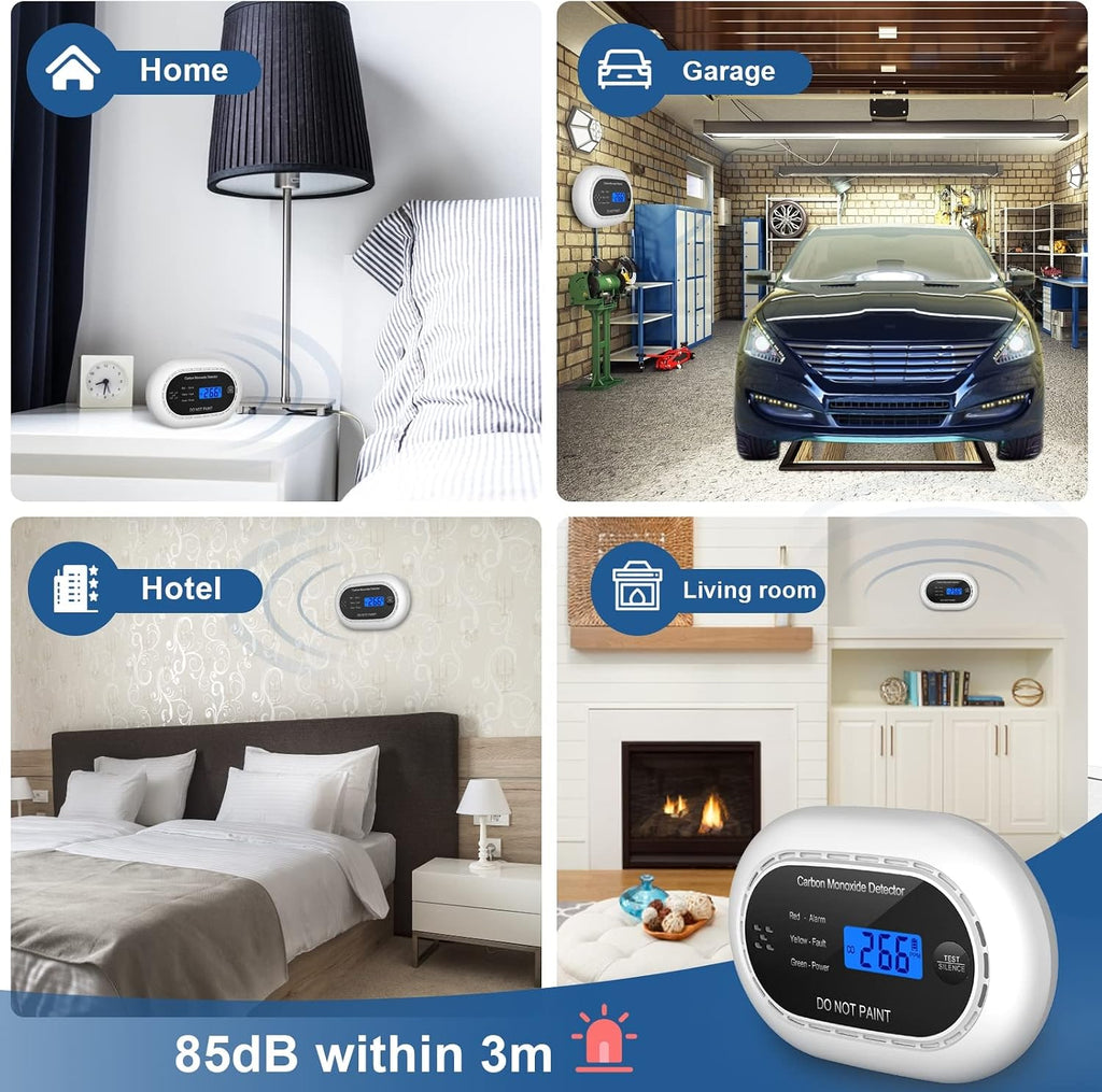 XINDUM Carbon Monoxide Detector 10-Year Battery LCD Display CE Black 1Pack